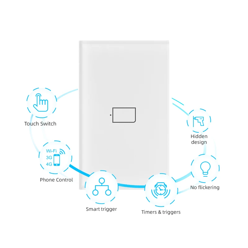 BroadLink high quality TC2S-2-US automatic daylight sensor switch touch sensor light switch touch screen wall switch OEM