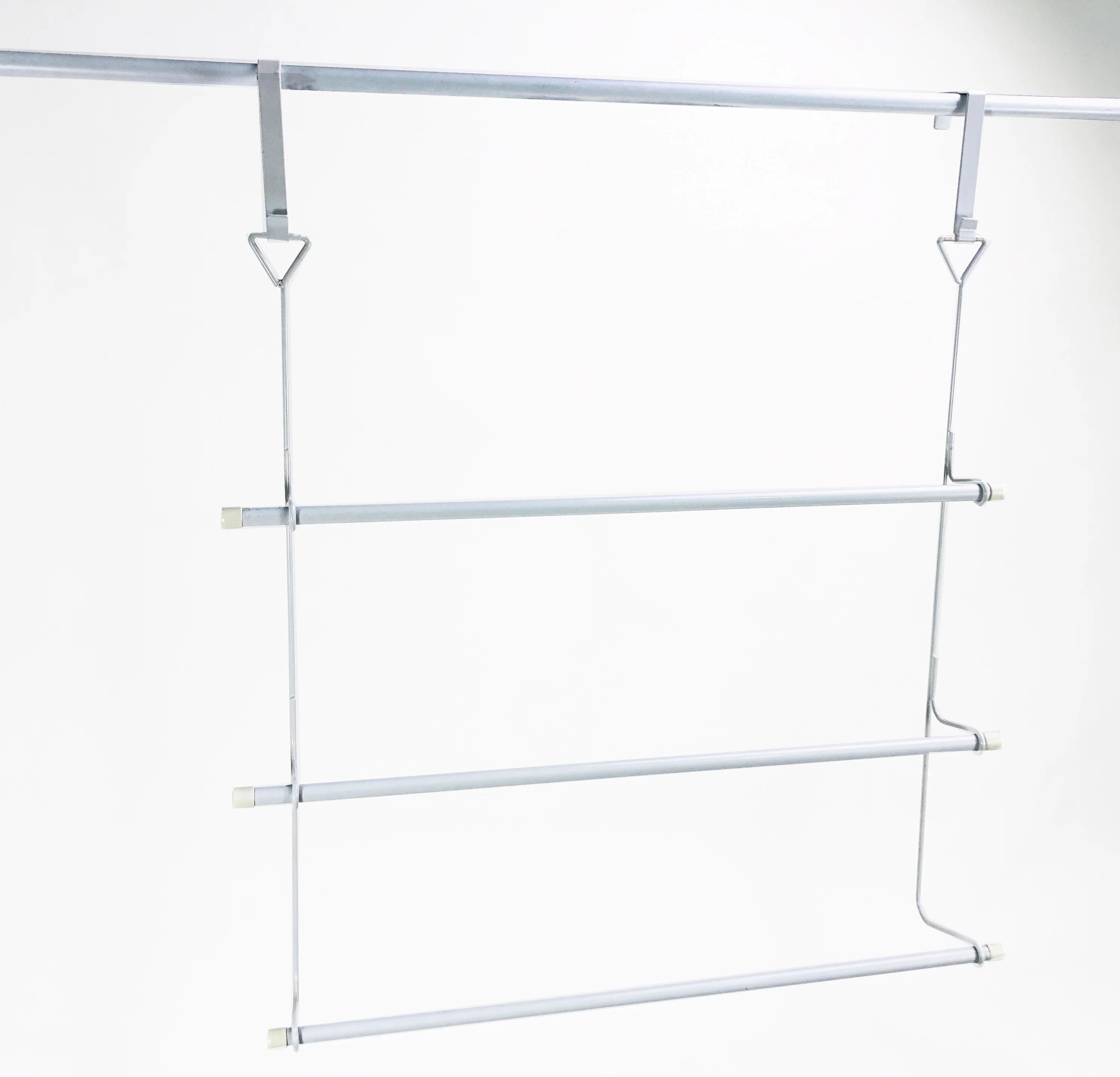 Three Tiered Towel Bar Over the Door Hanging Bathroom Towel Organizer Holder Metal Towel Rail