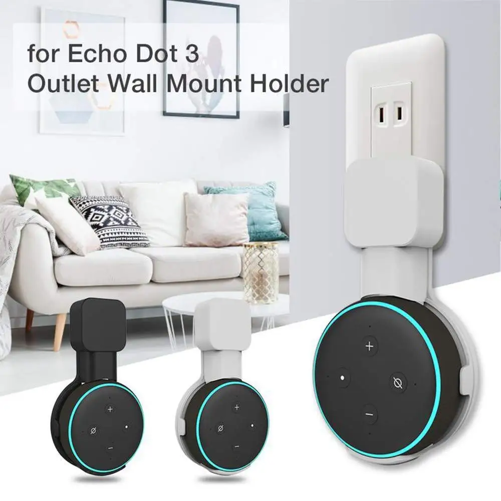 Wall Mount Holder Hanger Stand Bracket for Amazon Echo Dot 3rd(Gen) Wall Socket Compact Case for Kitchens Bathroom Bedroom