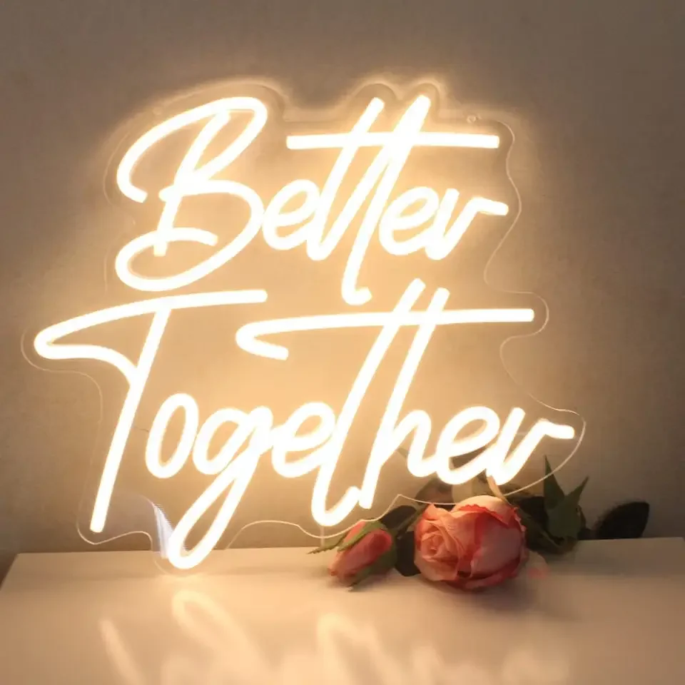 Wholesale LED Advertising Lighting Neon Sign Oh Baby Better Together Happy Birthday Neon Sign Electronic Signs Decorative Lights