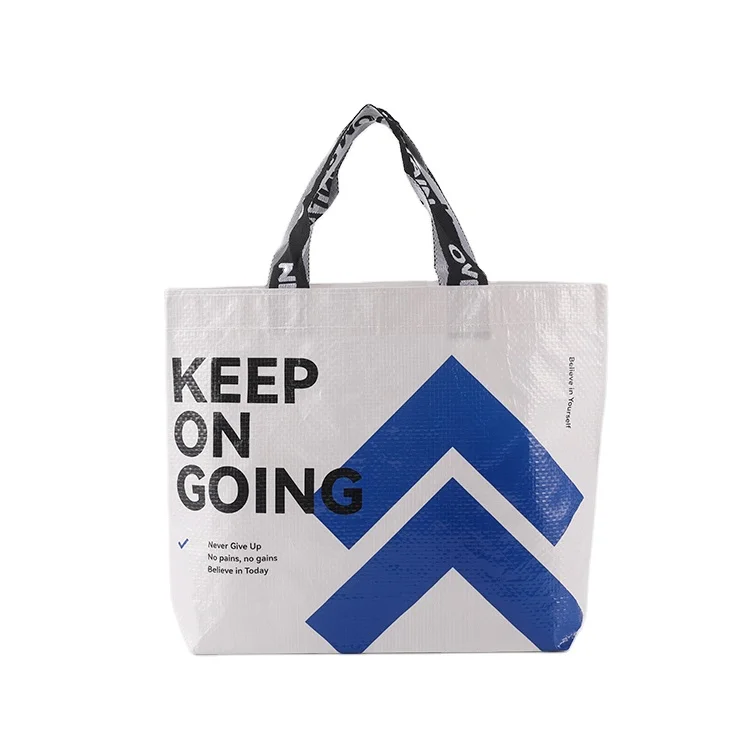 Custom reusable grocery eco friendly RPET non woven handled shopping PP woven bag