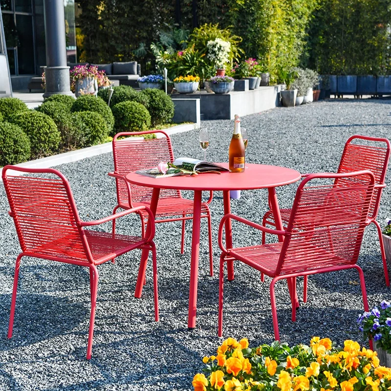 
ARLES Red Outdoor Restaurant Cafe Stackable French Dining Chairs for Restaurant Dining 