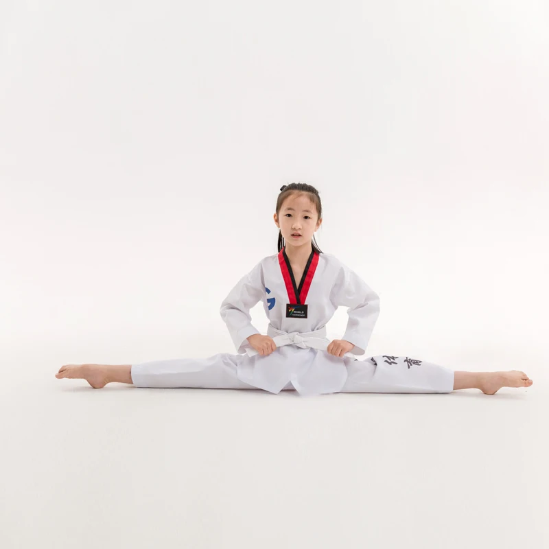 Martial arts taekwondo suit custom logo printing embroidery white uniformes de taekwondo
