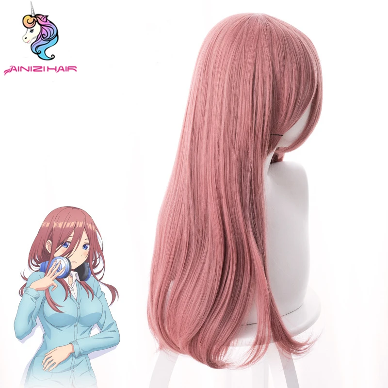 Ainizi synthetic Japanese anime The Quintessential Quintuplets series character of Nakano Miku cosplay wig with model show