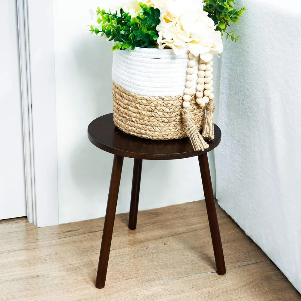 Mid Century  Indoor Tall Plant Stand Wood Planter Holder for Flower Pots, Small Round Side Table, Modern Home Decor