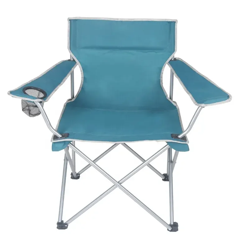 High Quality Portable Camping and Beach Arm Chair Basic Folding Design with Cup Holder Iron Metal for Outdoor Picnic Gym Use