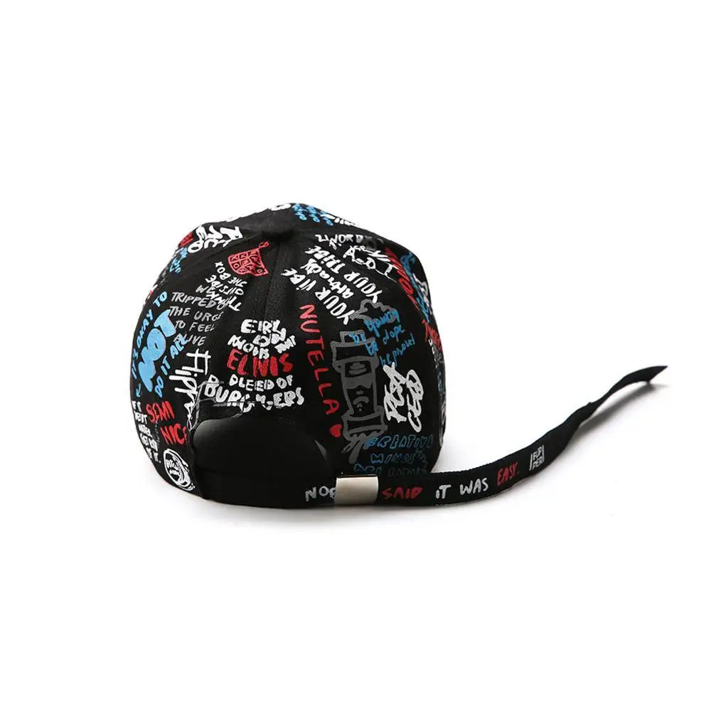 
Women Men Hats Adjustable Black White Color Printing Graffiti All-matching Baseball Cap For Male Female hip hop caps 