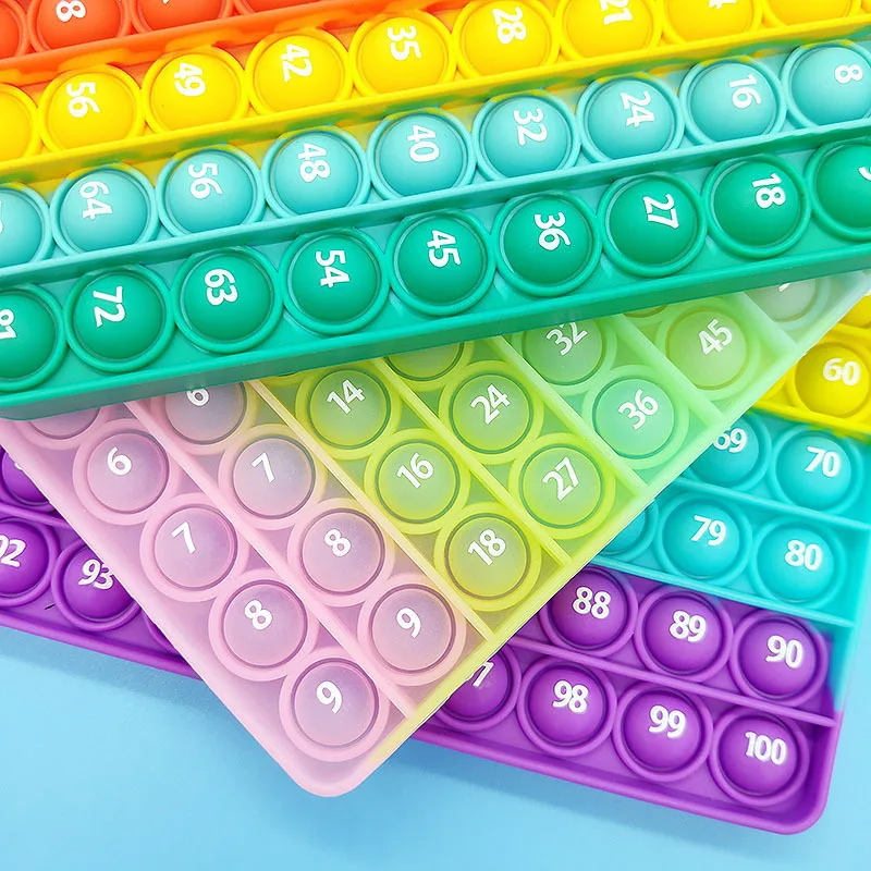 Silicone Push Bubble Fidget Pop Toys Phonics 1-200 Counting Numbers 9x9 Math Multiplication Pop Fidget Toy