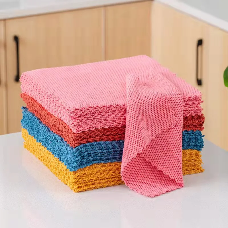 Wholesale Glasses Kitchen Dish Anti-grease Wiping Rags Towels Coral Fleece Household Cleaning Cloths Dish Towels Tools