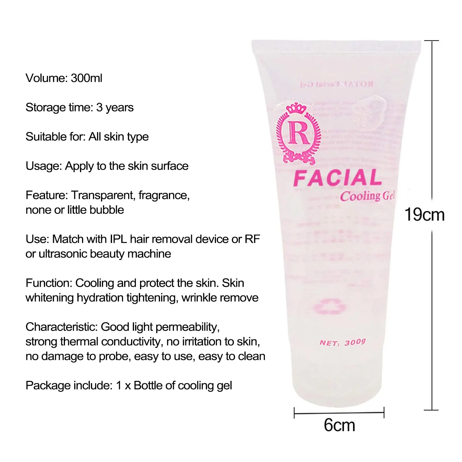 Cooling Gel Used with Beauty Device and Hair Removal Device for Women or Men in Face or Body