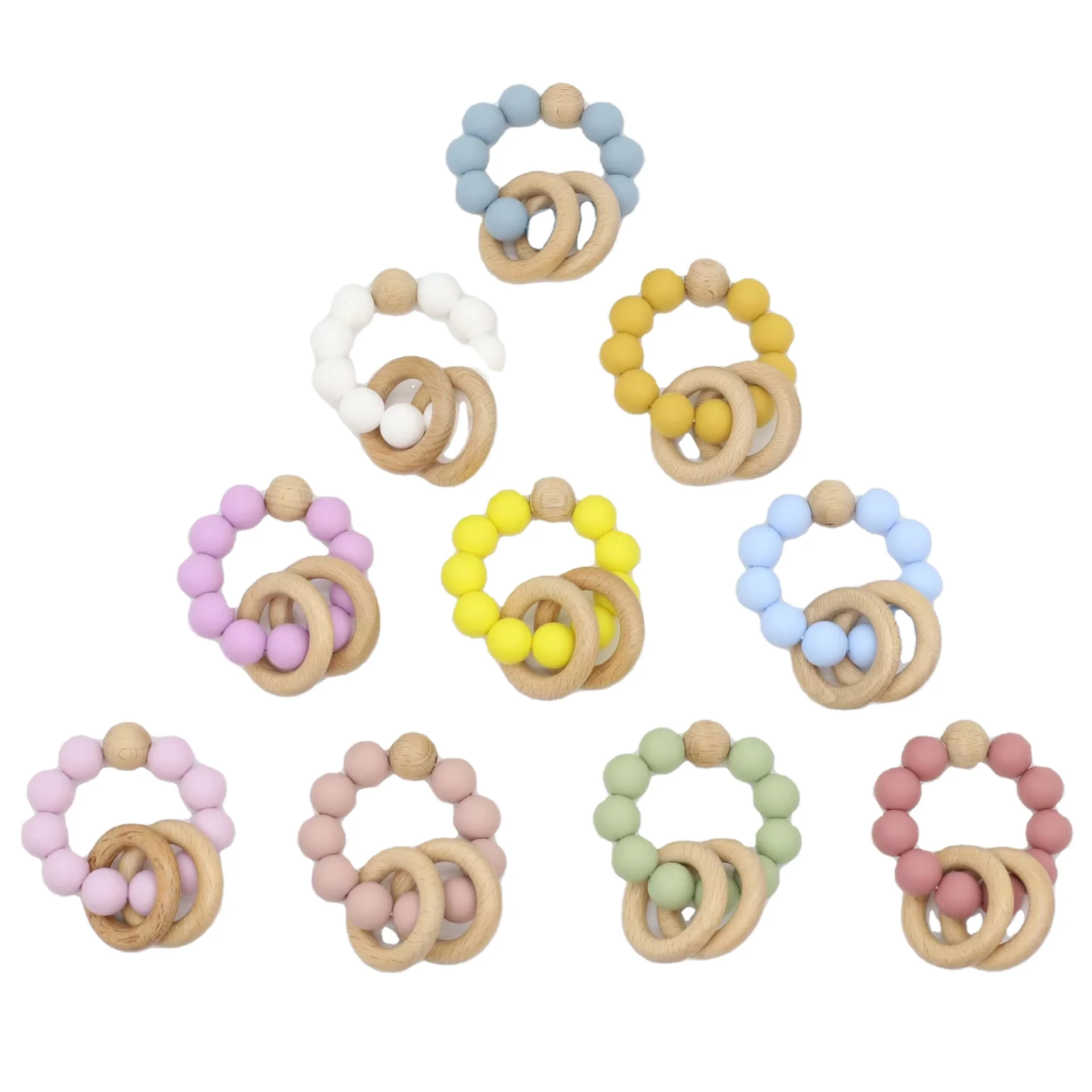 Newborn Baby Wood Silicone Shower amazon hot Gift Set Baby Bathing Teether Gift Toy Set  baby toy set