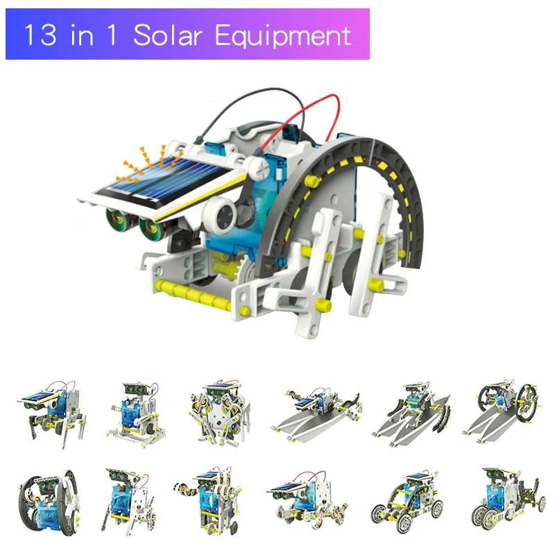 STEM Toy 13 in 1 Solar Power Robots Creation Toy Educational Experiment DIY Robotics Kit Science Toy Solar Powered Building Set