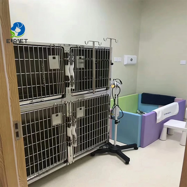 EUR VET Лучшая цена ветеринарные клетки для собак ветеринарное оборудование из нержавеющей стали прочная ветеринарная клиника модульная 4-дверная клетка