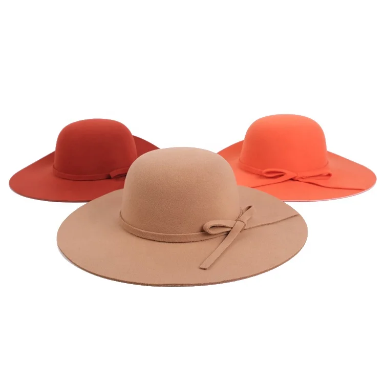 Ladies Felt Wide Brim White Black Plain Adults Female Stylish Women Fedora Hats