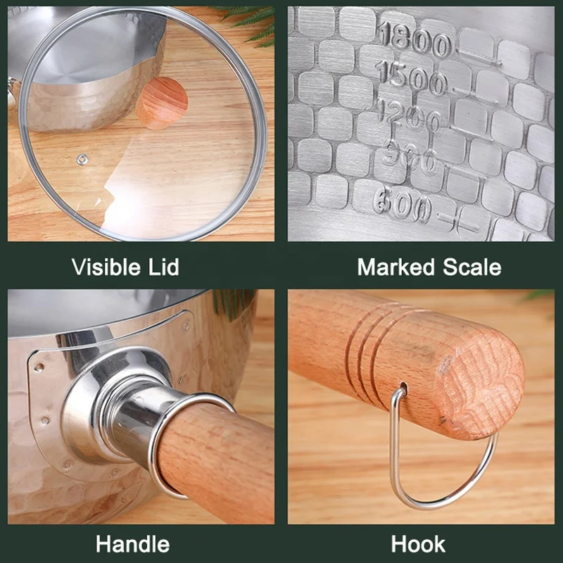 Food-graded and eco-friendly stainless steel snow pan with Japanese style for kitchen soup pot milk pot