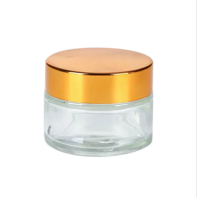 
100g Clear Cream Glass Jar With Gold Cap For Skin Care Cream 