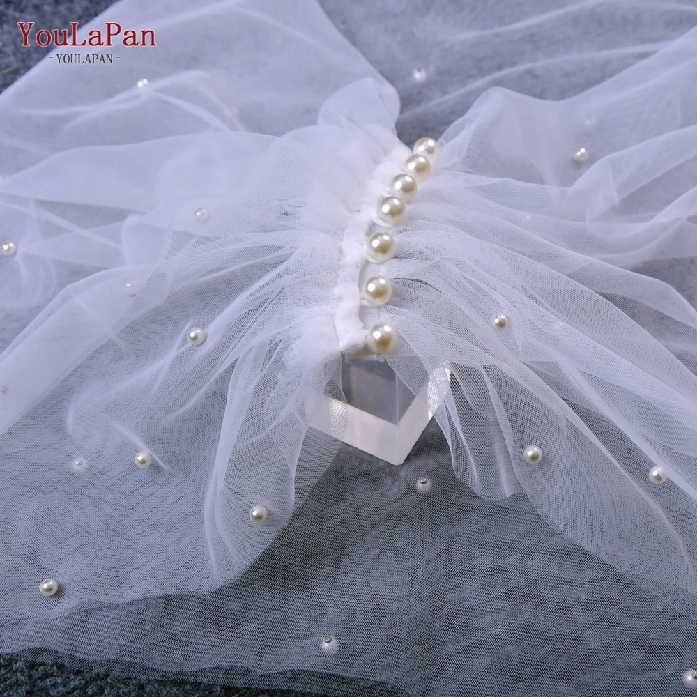 YouLaPan VG73 Ladies Soft Mesh Pearl Shoulder Decoration Party Accessories Bridal Dress Off Shoulder Tube Top Bolero