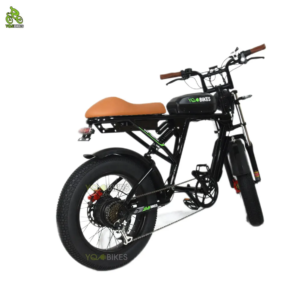Popular 3000W48V50Ah Full Suspension Black Dual Battery Dual Drive Motor Pedal Assist Adult Electric Bicycle Retro E bike