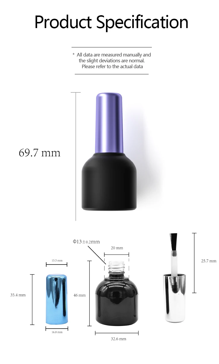 11ml custom made fancy round glass bottle empty nail polish gel polish bottles for gel nail