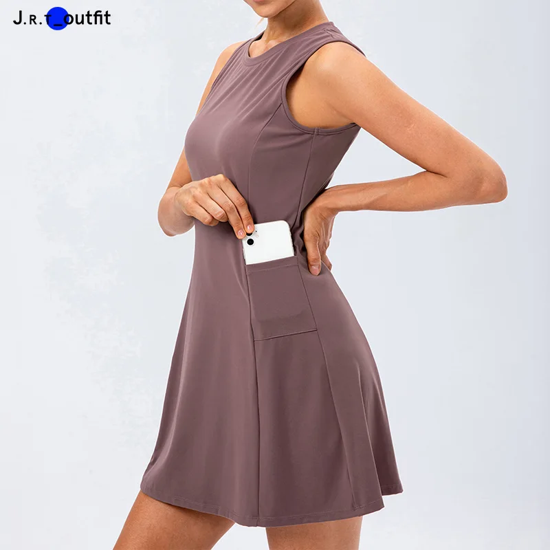 JRT New Design Sexy White Fitness Yoga Wear Baseball Women Tennis Dress With Shorts