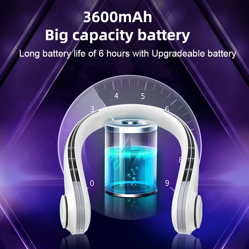 AOOLIF 3600 mah portable rechargeable neck fan for outdoor running