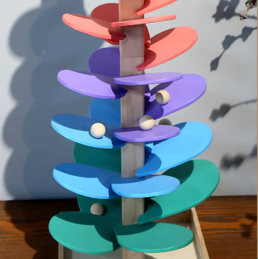 Educational Wooden Preschool Gift  Wooden Colorful Toys Petal Tree Building Blocks