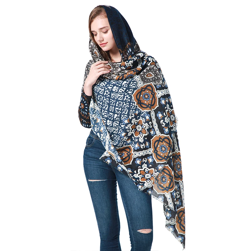 Оптовая продажа с фабрики, низкая цена и высокое качество, x 90 см, этнический характерный стиль, турецкий индийский шарф-шаль с принтом