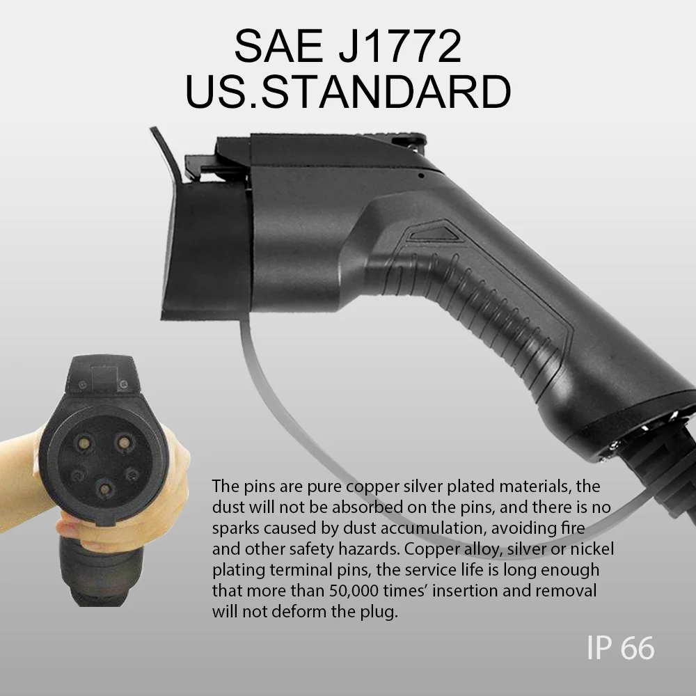 Однофазный IP 66 Уровень 2 AC EV wallbox станция с кабелем 20 футов