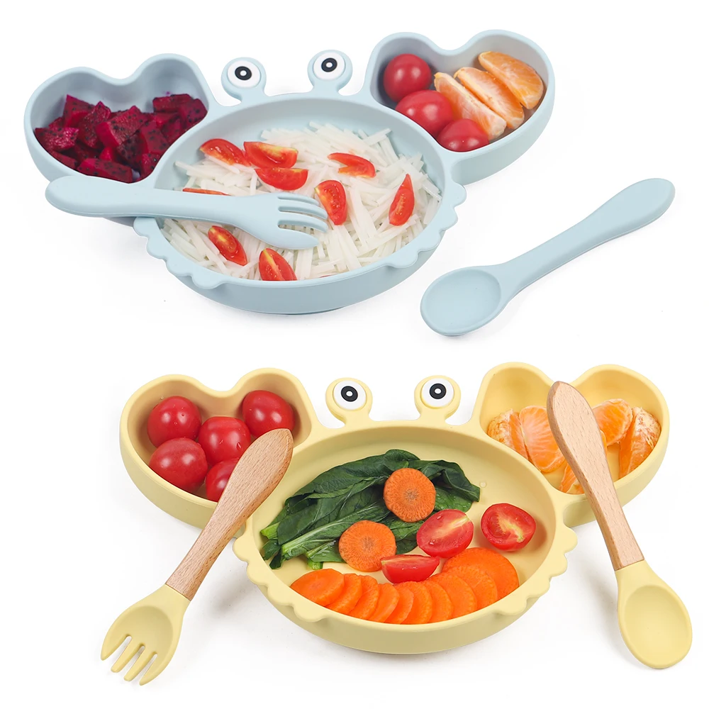 Newsun 9 Pieces Crab Shape Silicone Baby Bowl Suction Feeding Dish Cup Sippi Dinnerware Sets Bpa Free