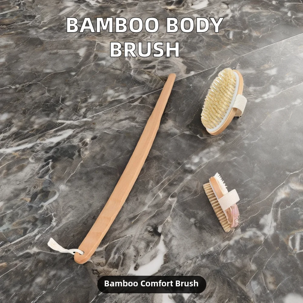 Home Use Wooden Bath Brush with Removable Bristles Shower Scrubber and Massage Exfoliator for Adults and Babies