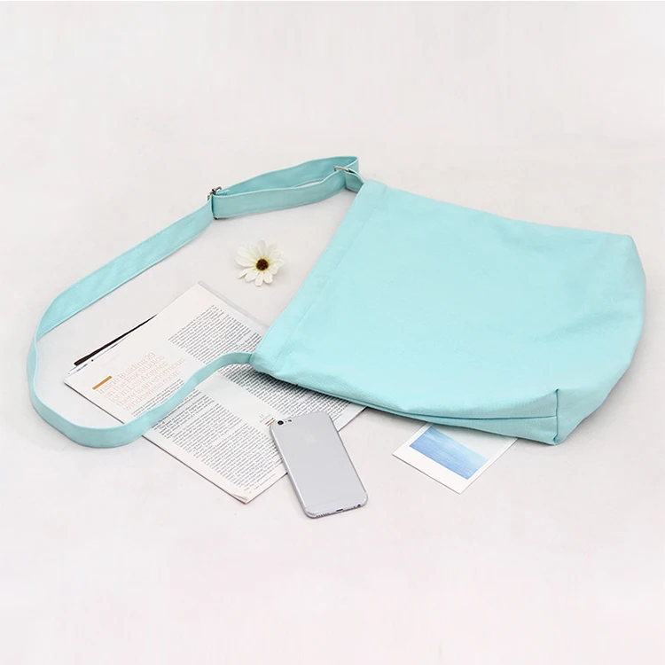 Many color option crossbody cotton bags custom pink cotton poly blend canvas tote message bag letter with zipper