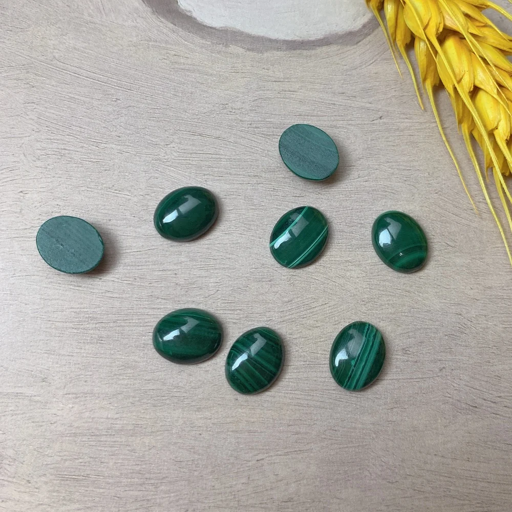Wholesale custom oval natural stone malachite cabochon loose gemstone for jewelry inlaid rings charm accessories