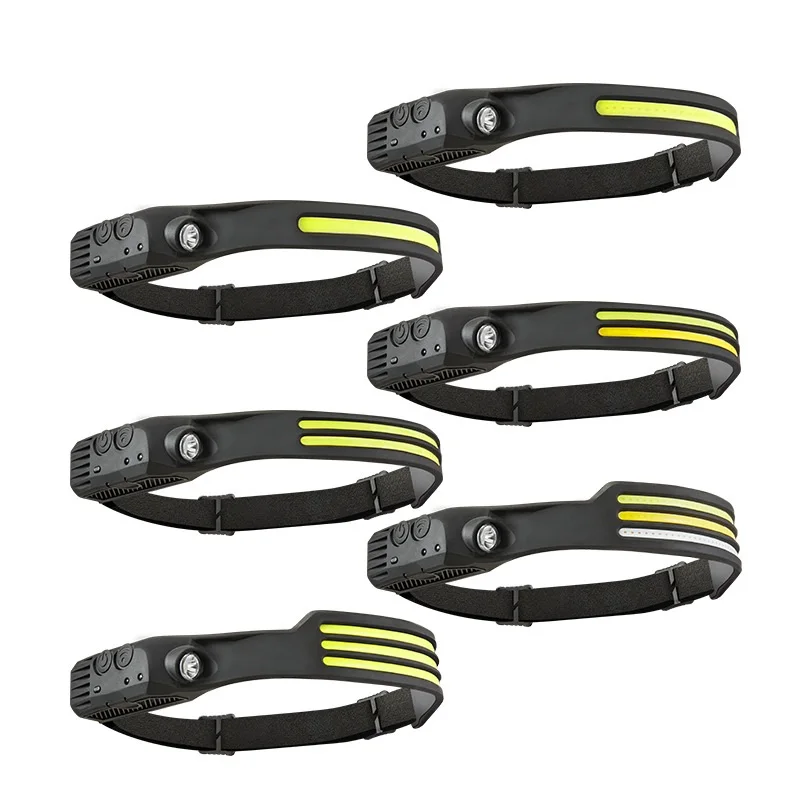 New Cross Border Wave Sensing COB Headlights Outdoor Cycling Lights USB Rechargeable Night Running Lights High Light Headlights
