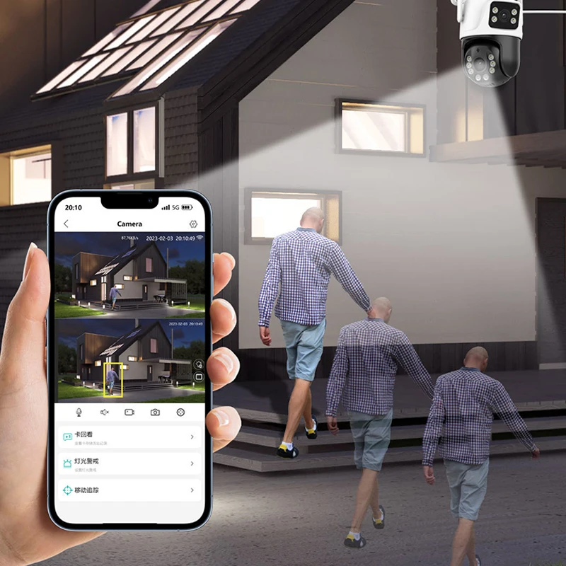 Outdoor Security Dual Lens Dual Screen 360 Ptz Wifi Home Security Cctv Ptz Camera 3k Wifi Network Camera
