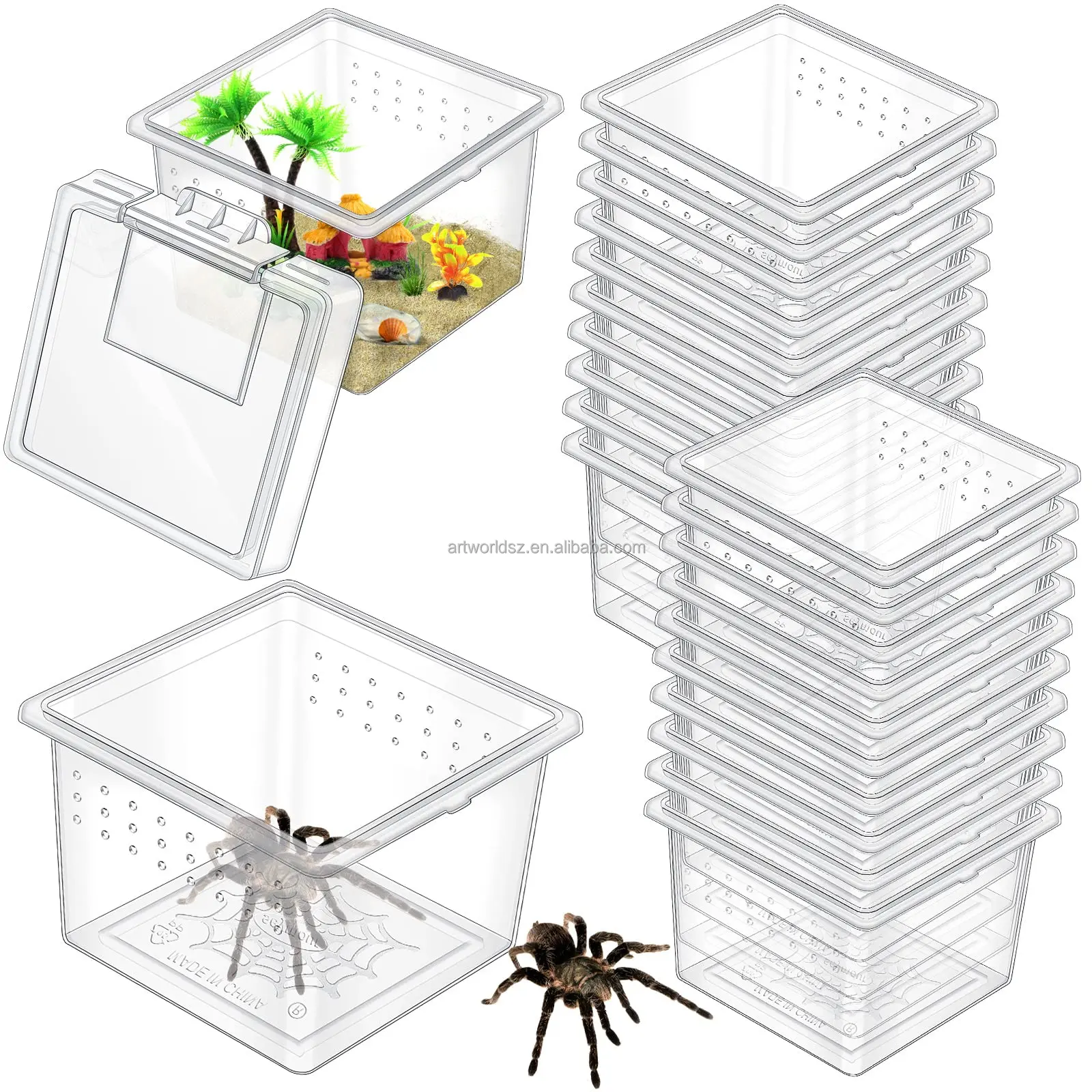 Reptile Breeding Box Terrarium Cage for Insect Tarantulas Amphibians Caterpillars Snail Clear Acrylic Reptile Feeding Box