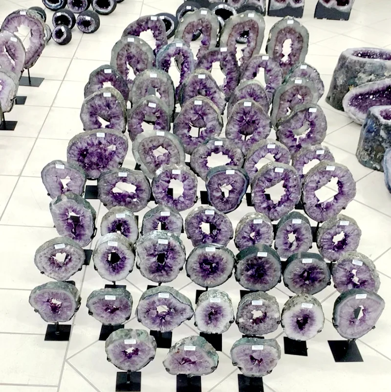 natural rough amethyst cluster geode wholesale large amethyst druzy slab amethyst slice hole for home decoration