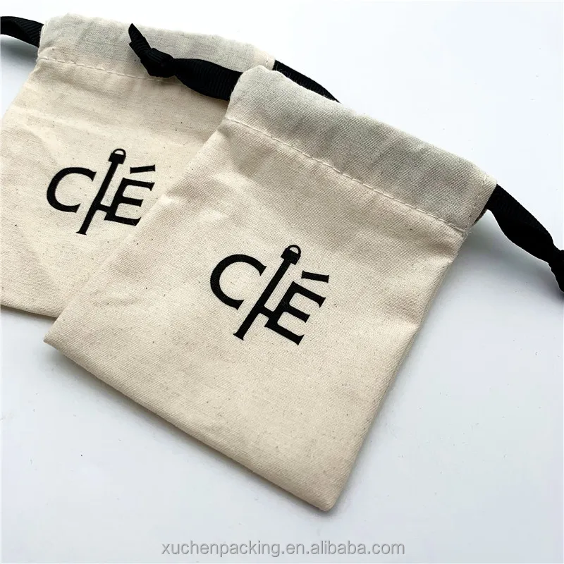 Recycled Unbleached 100% Cotton Envelope Dust Bag for Purses and Small Drawstring Cotton Fine Jewelry Earring Pouch