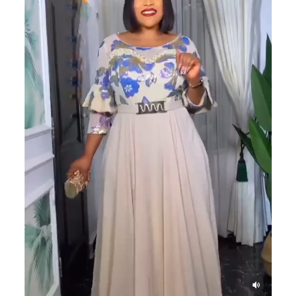 2023 spring summer elegant beaded fashion party long chiffon straight dresses