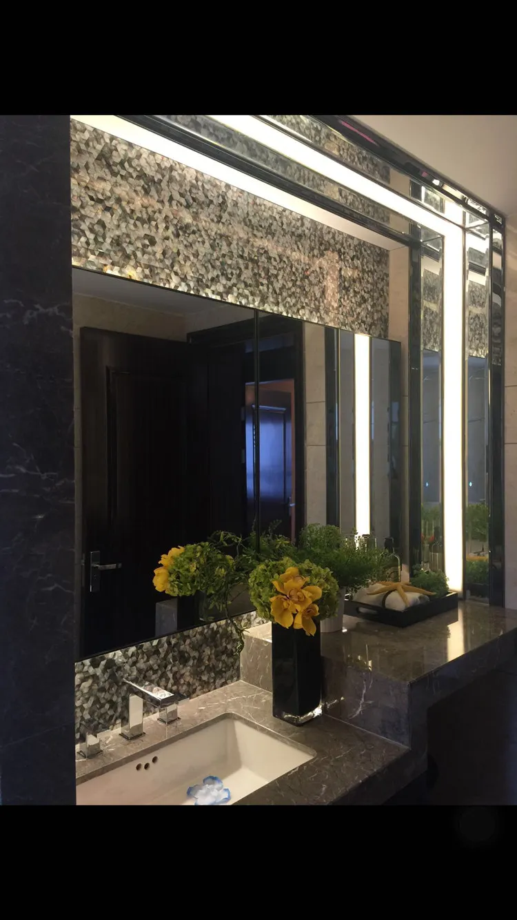 Черная перламутровая ромбовидная оболочка Backsplash мозаичная плитка