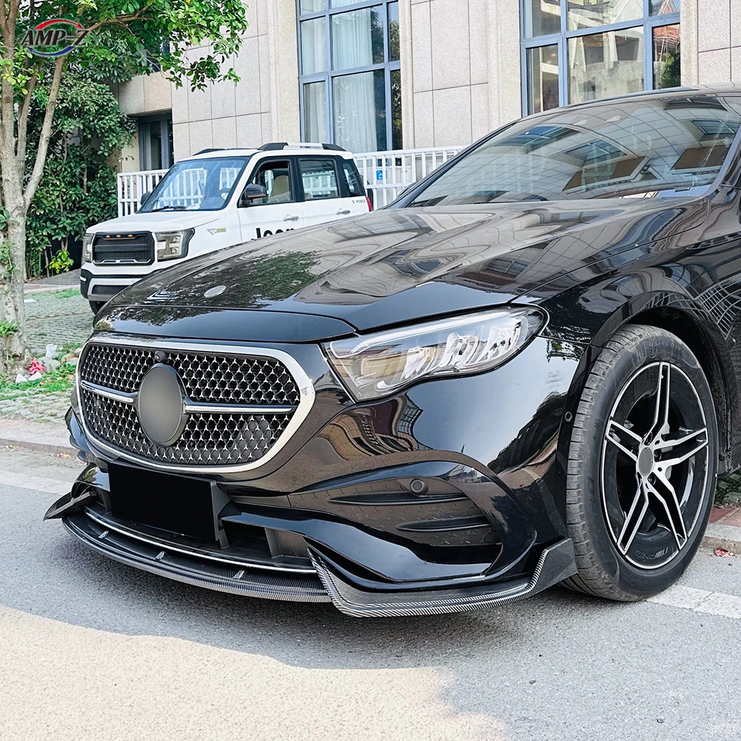 AMP-Z W214 Front Bumper Lip Splitter Auto Body Kits For Mercedes Benz E Class W214 2024+ E260 300 AMG Car Accessories