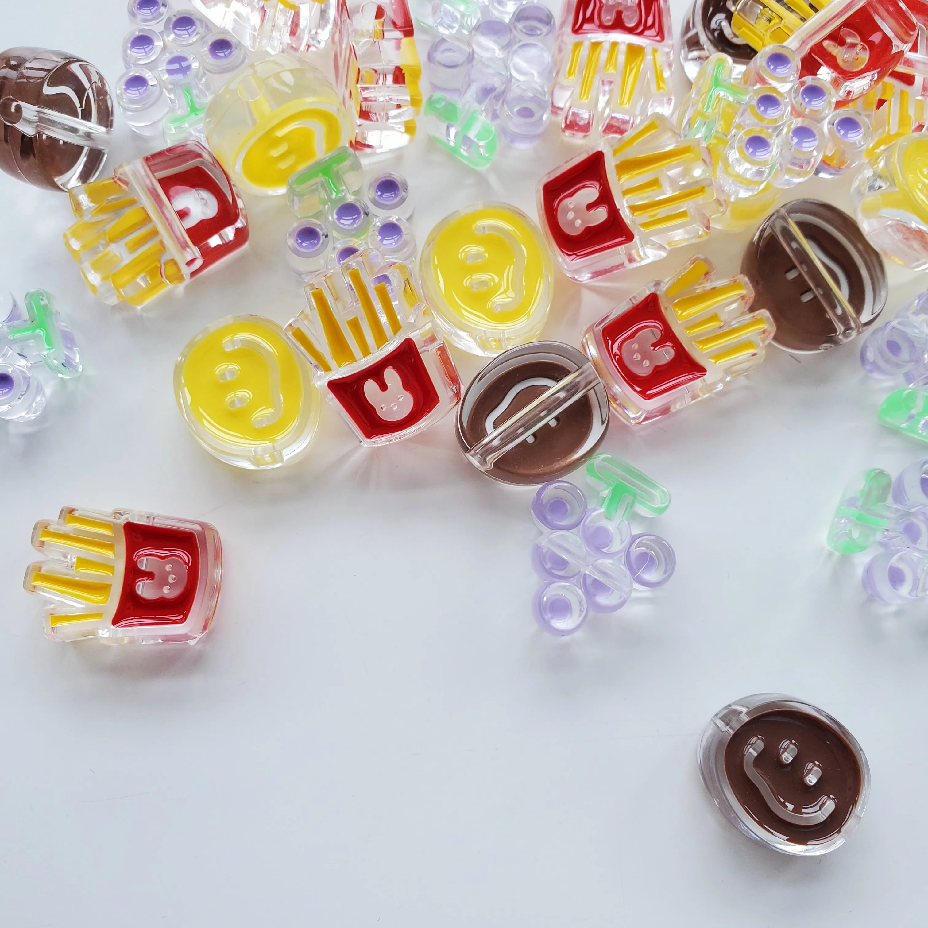 2022 Oil Drip Design Acrylic French Fries Smiley Grapes Beads DIY bracelet hair ornaments jewelry accessories