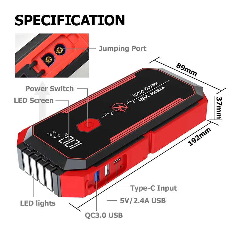 Emergency Start Hot Multi-Functional 20000MAH Battery Car Charging Jumper Wireless Led Electric Smart Car Jump Starter