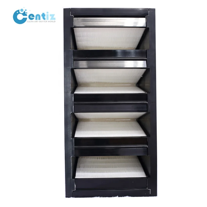 
Large air volume hepa air filter W shape V-bank Type hepa filters for ventilation Air conditioning and heating system 