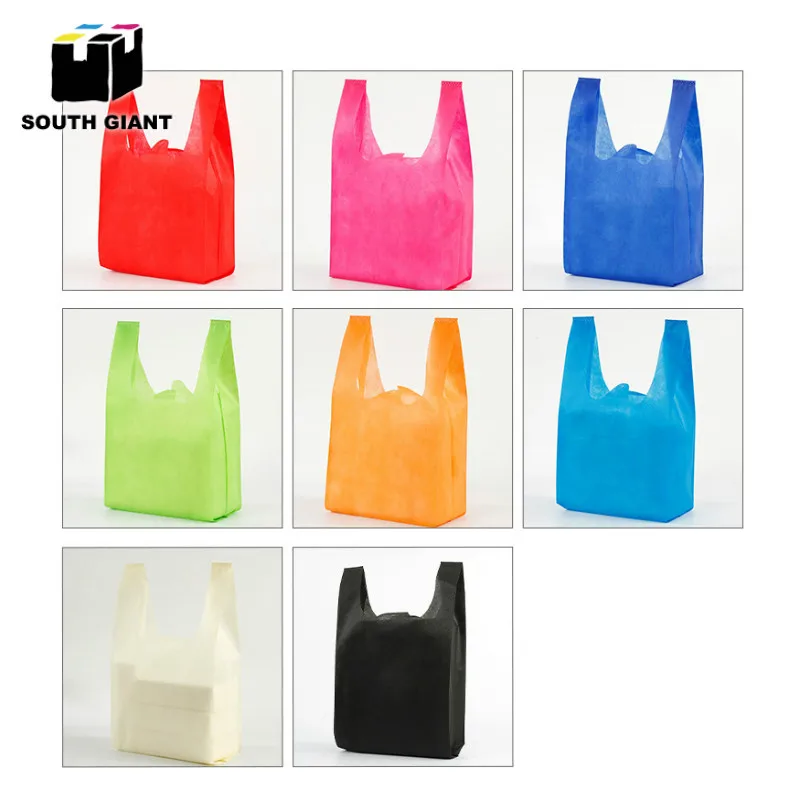 Custom Logo Manufacturer Wholesale Grocery Vest T-shirt Die W Cut Non Woven Bags
