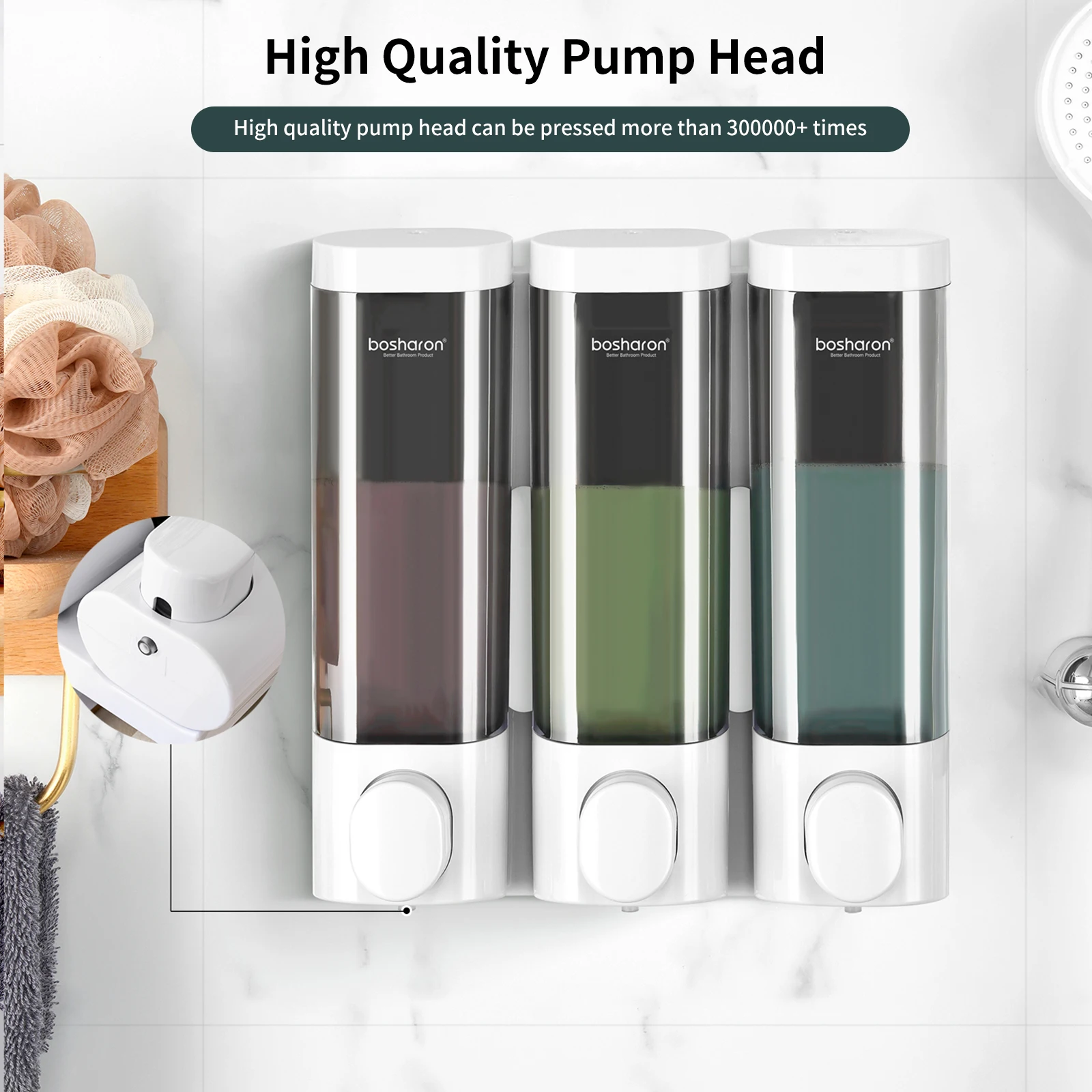Wholesale factory China wall mounted soap dispenser luxury white plastic hand press manual shampoo conditioner soap dispenser