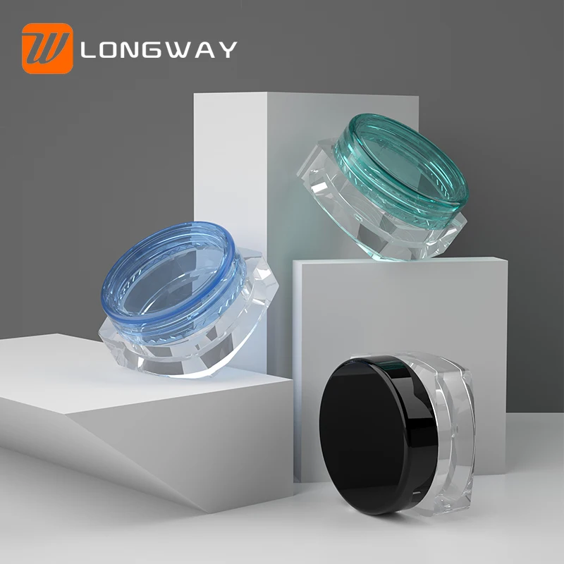 Empty colorful eco friendly small square plastic cream jar with lid 5g for nail dip powder Cosmetic container 5ml