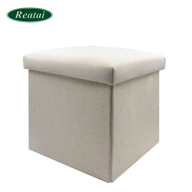 Reatai furniture manufacturer printed velvet Fabric Ottoman storage box