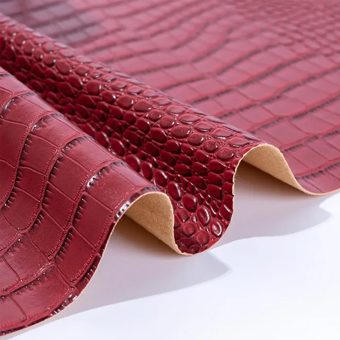 Eco Friendly Pvc Crocodile synthetic faux skin leather rolls product fabric for Bag