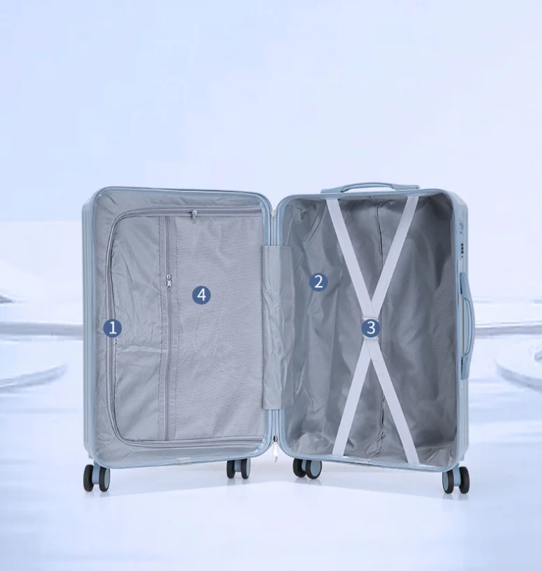 Multifunctional suit case with USB charging and cup holder carry on luggage Trolley Suitcase water proof smart luggage