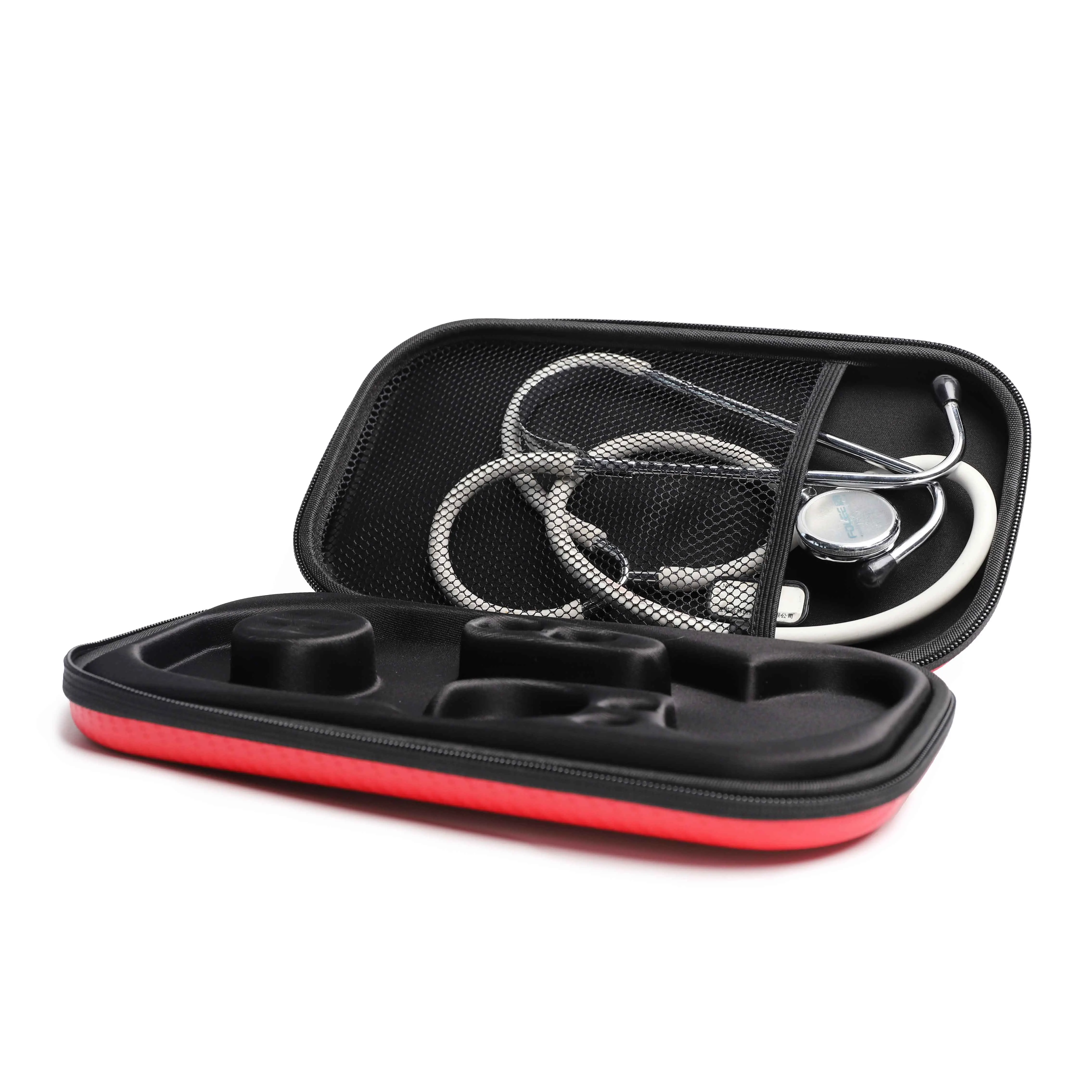 Custom EVA Carbon Fiber Medical Packaging Stethoscope Storage Box Holder Case with mesh pocket